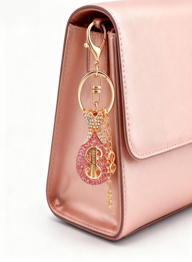 Havique Bag Charms Key Chains Women Cute Pink Keychain Purse Charms for Handbags Girly Keyring Car Keychains Accessories Dollar Symbol, Bling Pink - Image 3